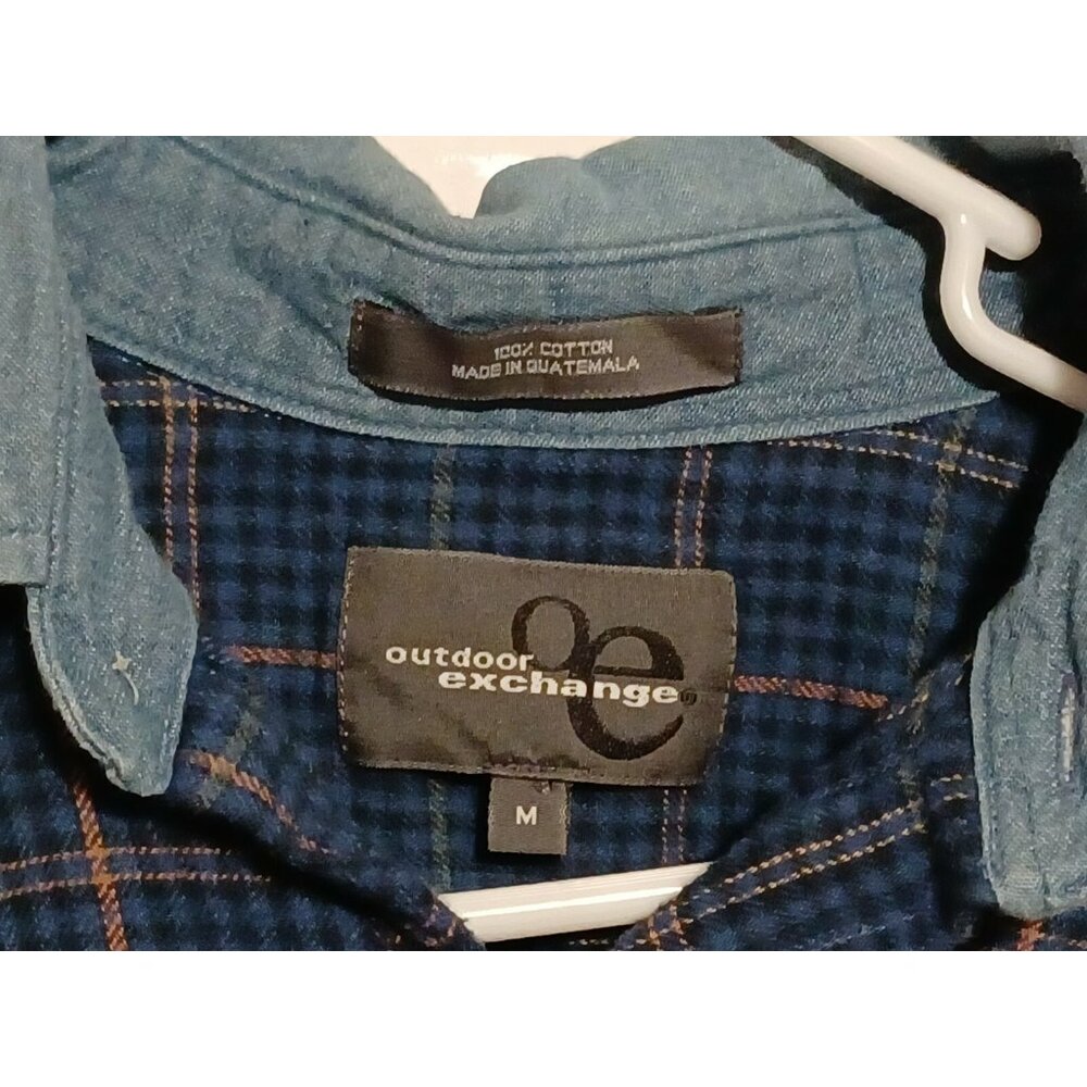 OUTDOOR EXCHANGE BLUE FLANNEL SHIRT Men's MEDIUM - Picture 2 of 3
